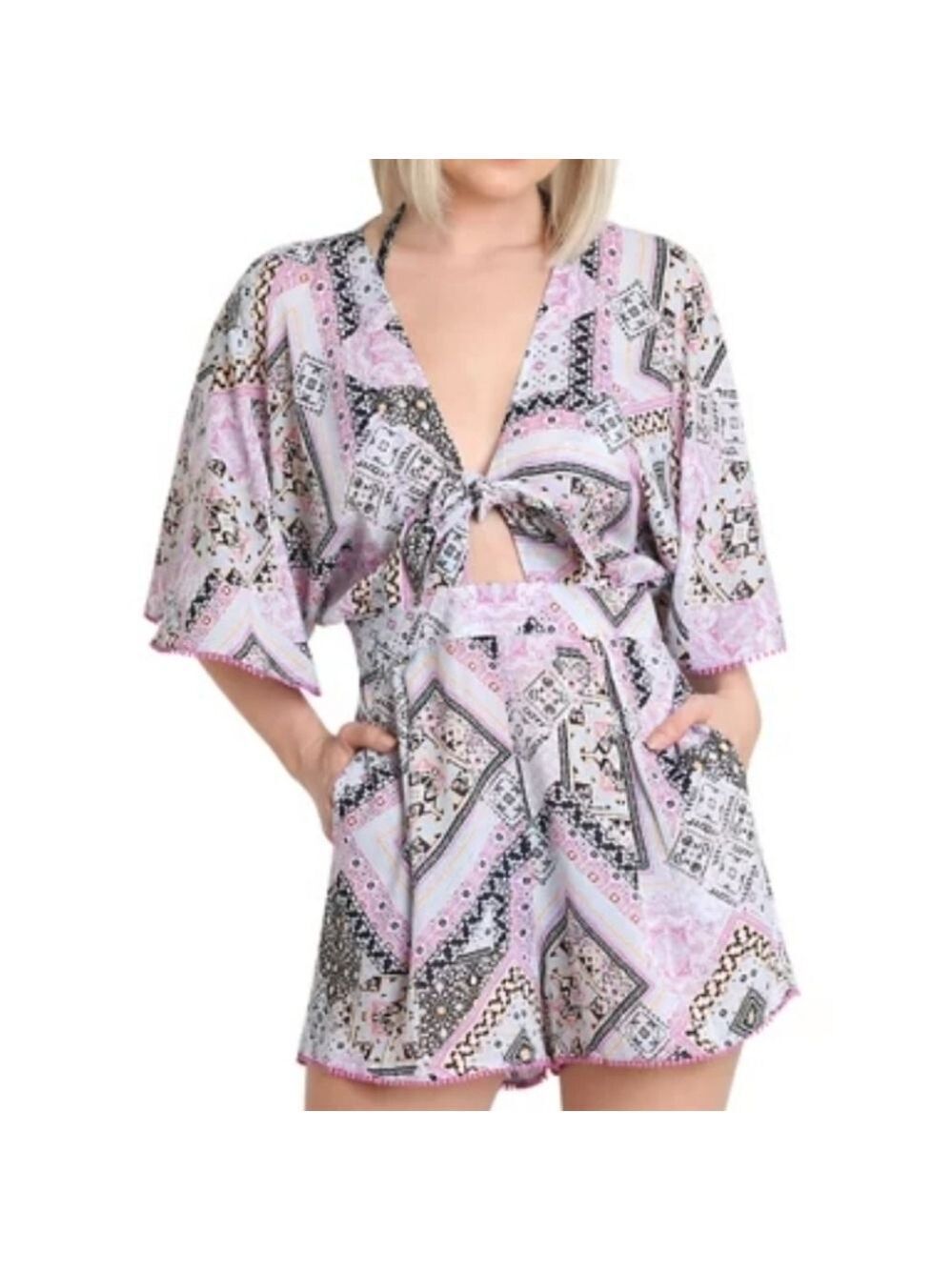 Nanette Lepore Raquel Tie Front Romper Cover Up